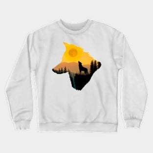 A Wolf Howling At The Moon Crewneck Sweatshirt